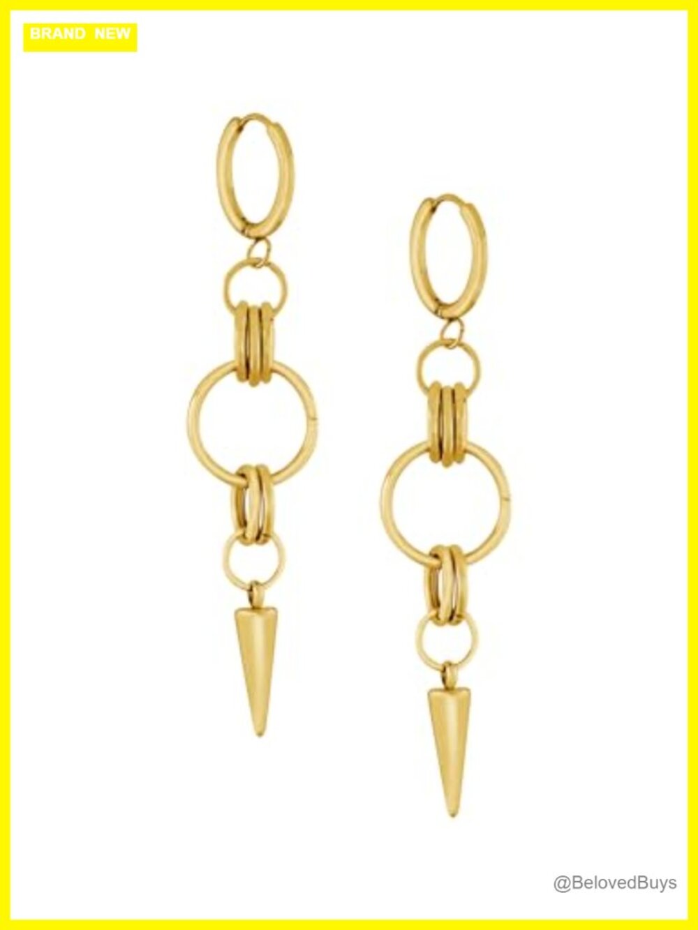 Spike Chain Hoop Earrings Stainless Steel Goth Punk Grunge